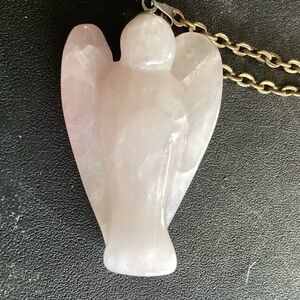 Rose Quartz Protective Angel on antiqued Bronze Chain
